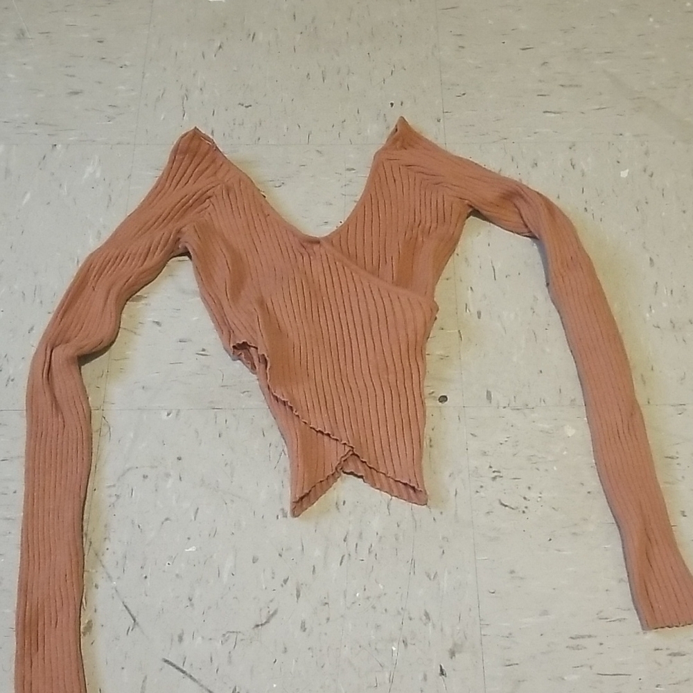 Forever 21 Rust Ribbed Wrap Blouse